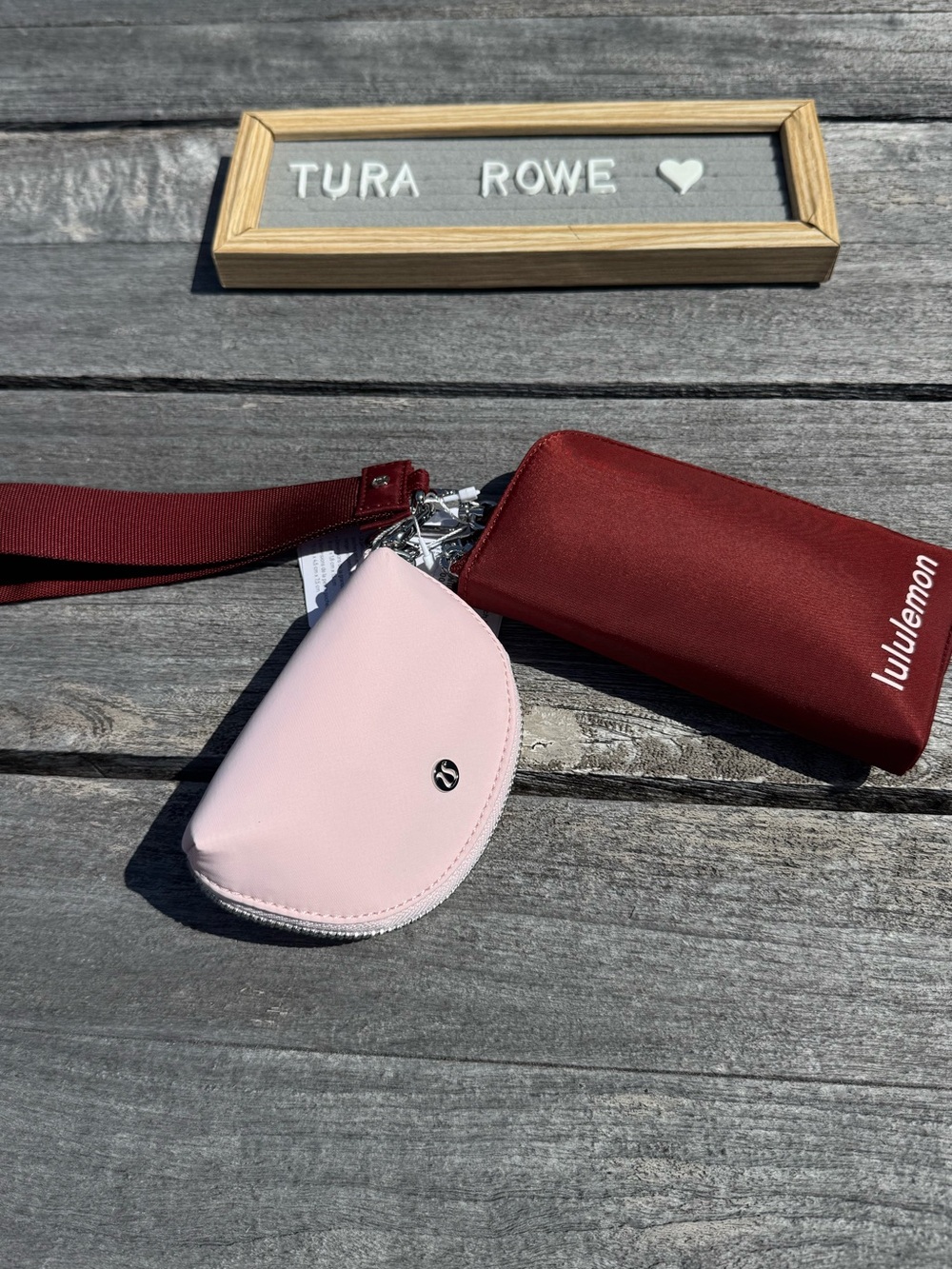 Lululemon Dual Pouch Wristlet Wallet Cranberry Charm Pink Pearl Silver NWT ❤️🩷